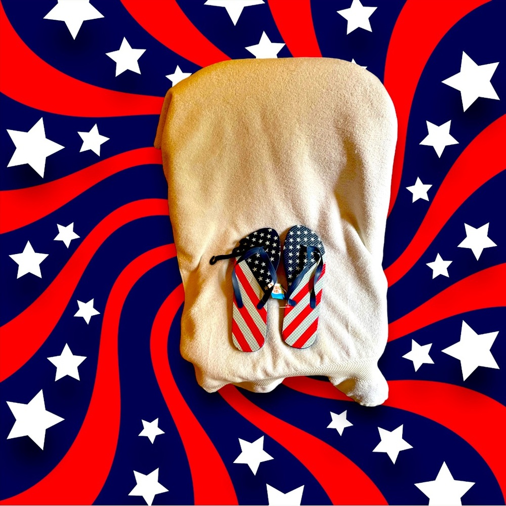 Tropic Sun men’s Americana flip flops NWT size 6/7 and Americana crossbody